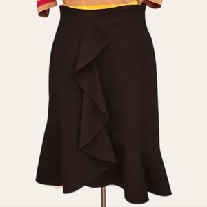 HUGO BOSS Black Cashmere Blend Asymmetrical Ruffle Flounce Skirt sz 8